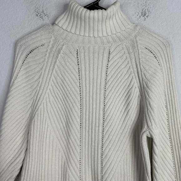 Sundance Sweater Womens Large Beige Ribbed Long Sleeve Turtleneck‎ Casual Boho - Picture 3 of 8